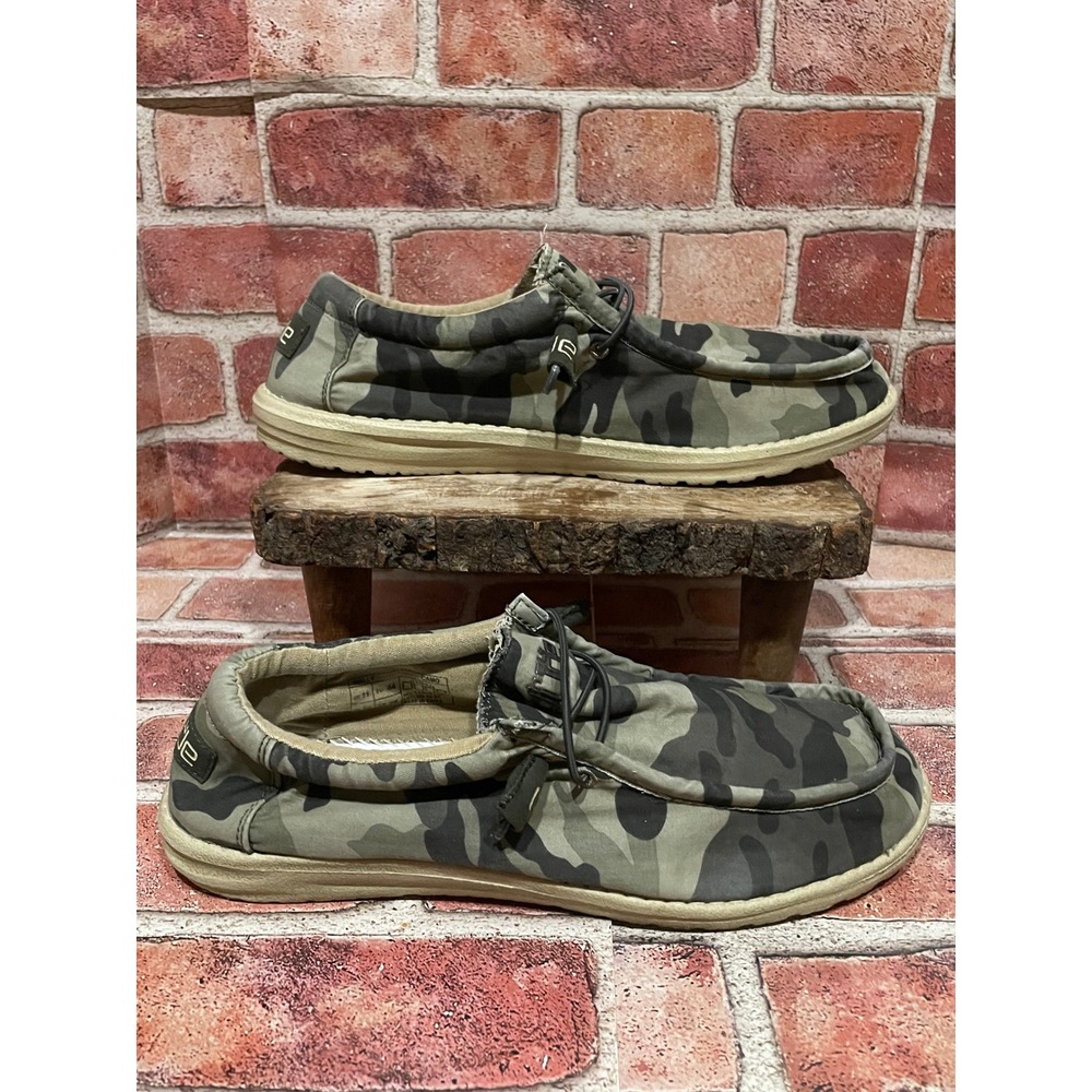 Hey Dude Wally Camo Men 11 Green Camouflage Slip On Loafers 110067063